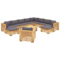 vidaXL 12 Piece Patio Lounge Set with Cushions Solid Wood Teak