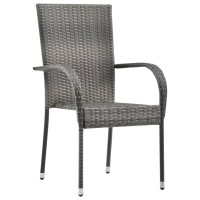 Vidaxl Stackable Patio Chairs 6 Pcs Gray Poly Rattan