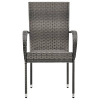 Vidaxl Stackable Patio Chairs 6 Pcs Gray Poly Rattan