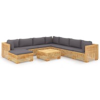 vidaXL 9 Piece Patio Lounge Set with Cushions Solid Wood Teak