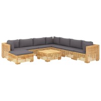 vidaXL 9 Piece Patio Lounge Set with Cushions Solid Wood Teak