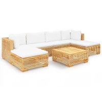 Vidaxl 7 Piece Patio Lounge Set With Cushions Solid Wood Teak