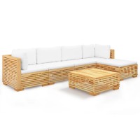 Vidaxl 6 Piece Patio Lounge Set With Cushions Solid Wood Teak
