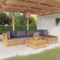 vidaXL 6 Piece Patio Lounge Set with Cushions Solid Wood Teak