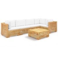 Vidaxl 6 Piece Patio Lounge Set With Cushions Solid Wood Teak