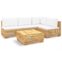 vidaXL 5 Piece Patio Lounge Set with Cushions Solid Wood Teak