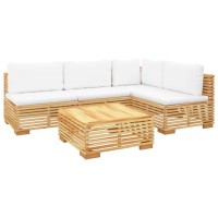 vidaXL 5 Piece Patio Lounge Set with Cushions Solid Wood Teak