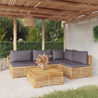 Vidaxl 5 Piece Patio Lounge Set With Cushions Solid Wood Teak