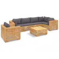 Vidaxl 7 Piece Patio Lounge Set With Cushions Solid Wood Teak