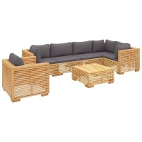 Vidaxl 7 Piece Patio Lounge Set With Cushions Solid Wood Teak