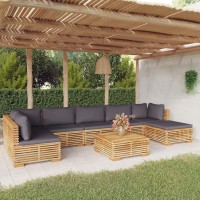 vidaXL 8 Piece Patio Lounge Set with Cushions Solid Wood Teak