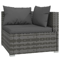 vidaXL Patio Furniture Set 4 Piece with Cushions Poly Rattan Gray