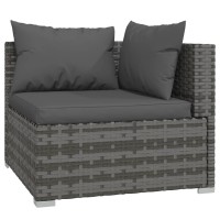 vidaXL 5 Piece Patio Lounge Set with Cushions Poly Rattan Gray