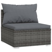 vidaXL 13 Piece Patio Lounge Set with Cushions Poly Rattan Gray