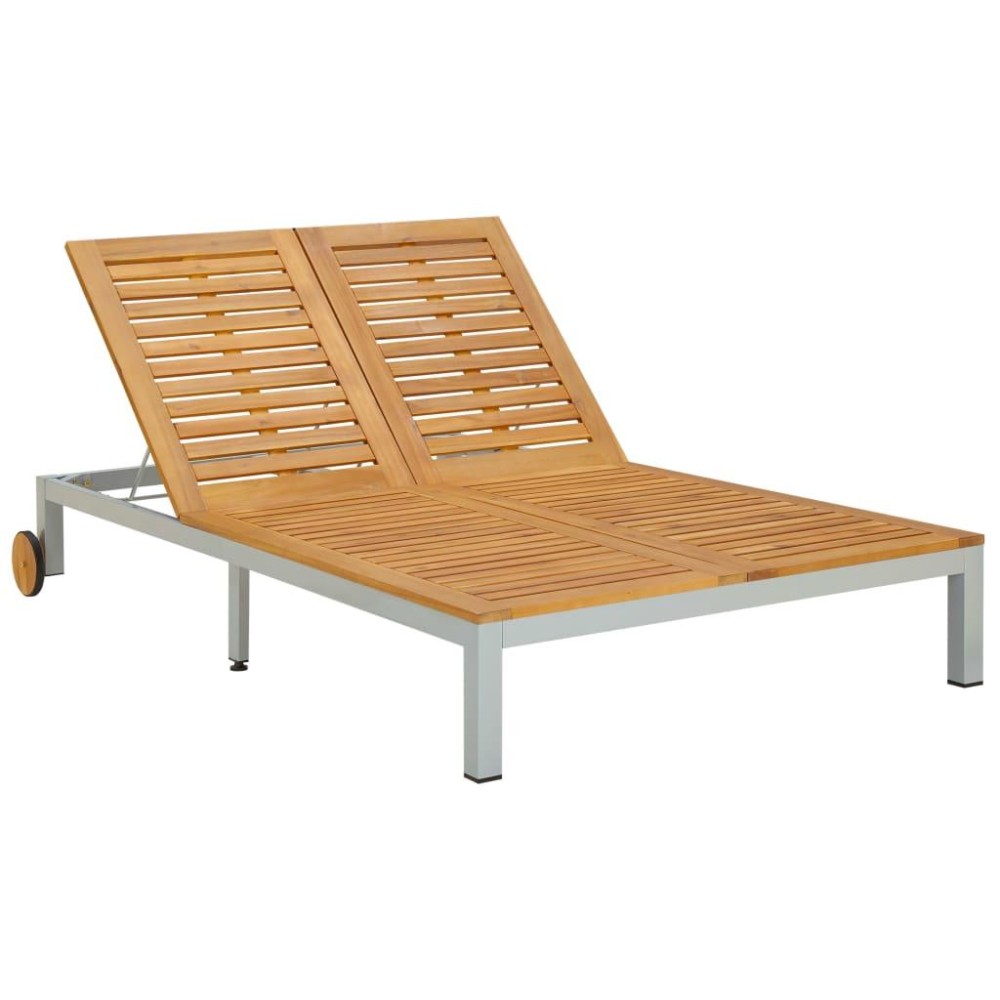 vidaXL Double Sun Lounger Solid Wood Acacia