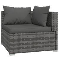 vidaXL 7 Piece Patio Lounge Set with Cushions Poly Rattan Gray