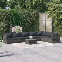 vidaXL 8 Piece Patio Lounge Set with Cushions Poly Rattan Gray