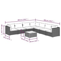 vidaXL 8 Piece Patio Lounge Set with Cushions Poly Rattan Black