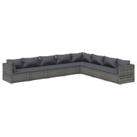 vidaXL 8 Piece Garden Lounge Set with Cushions Poly Rattan Gray