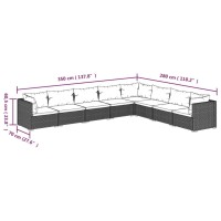 vidaXL 8 Piece Garden Lounge Set with Cushions Poly Rattan Gray