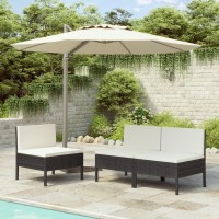 Vidaxl Patio Chairs 3 Pcs With Cushions Poly Rattan Black