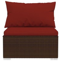 vidaXL 10 Piece Patio Lounge Set with Cushions Poly Rattan Brown