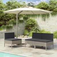 Vidaxl Patio Chairs 3 Pcs With Cushions Poly Rattan Gray