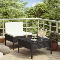 vidaXL 2 Piece Patio Lounge Set with Cushions Poly Rattan Black