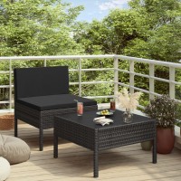 Vidaxl 2 Piece Patio Lounge Set With Cushions Poly Rattan Black