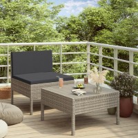 Vidaxl 2 Piece Patio Lounge Set With Cushions Poly Rattan Gray