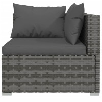 vidaXL 9 Piece Patio Lounge Set with Cushions Gray Poly Rattan