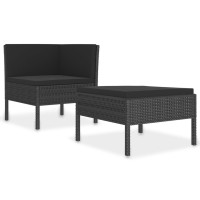 Vidaxl 2 Piece Patio Lounge Set With Cushions Poly Rattan Black