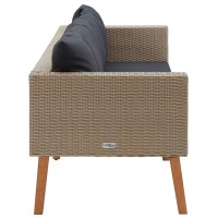 Vidaxl 3-Seater Patio Sofa With Cushions Poly Rattan Beige