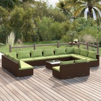 vidaXL 13 Piece Patio Lounge Set with Cushions Brown Poly Rattan