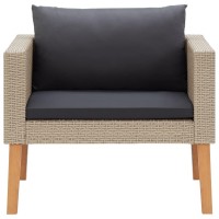 Vidaxl Single Patio Sofa With Cushions Poly Rattan Beige