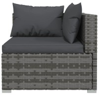 vidaXL 7 Piece Patio Lounge Set with Cushions Poly Rattan Gray