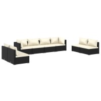 vidaXL 8 Piece Patio Lounge Set with Cushions Poly Rattan Black