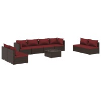 vidaXL 9 Piece Patio Lounge Set with Cushions Poly Rattan Brown