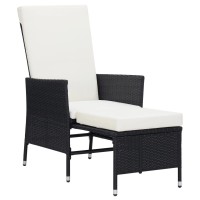 Vidaxl Reclining Patio Chair With Cushions Poly Rattan Black