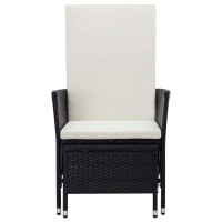 Vidaxl Reclining Patio Chair With Cushions Poly Rattan Black