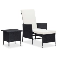 Vidaxl 2 Piece Patio Lounge Set With Cushions Poly Rattan Black