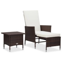 Vidaxl 2 Piece Patio Lounge Set With Cushions Poly Rattan Brown