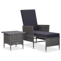 Vidaxl 2 Piece Patio Lounge Set With Cushions Poly Rattan Gray