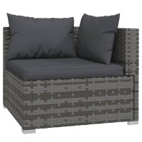 vidaXL 7 Piece Patio Lounge Set with Cushions Poly Rattan Gray