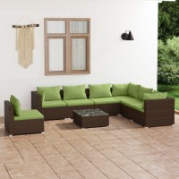 vidaXL 8 Piece Patio Lounge Set with Cushions Poly Rattan Brown