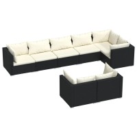 vidaXL 8 Piece Garden Lounge Set with Cushions Black Poly Rattan