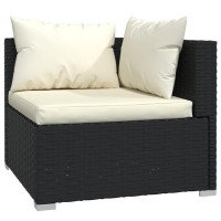 vidaXL 8 Piece Garden Lounge Set with Cushions Black Poly Rattan