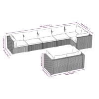 vidaXL 8 Piece Patio Lounge Set with Cushions Gray Poly Rattan