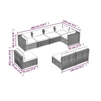 vidaXL 8 Piece Patio Lounge Set with Cushions Poly Rattan Gray