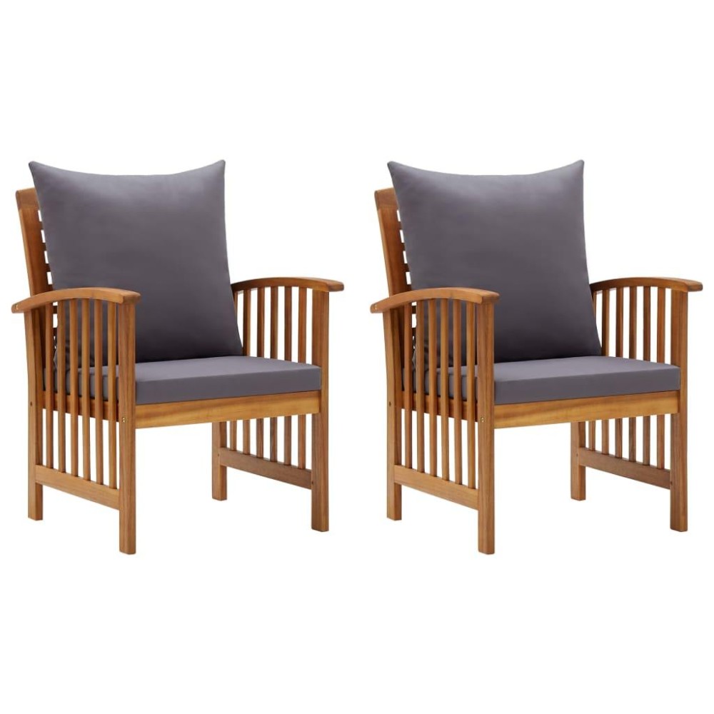 Vidaxl Patio Chairs With Cushions 2 Pcs Solid Acacia Wood